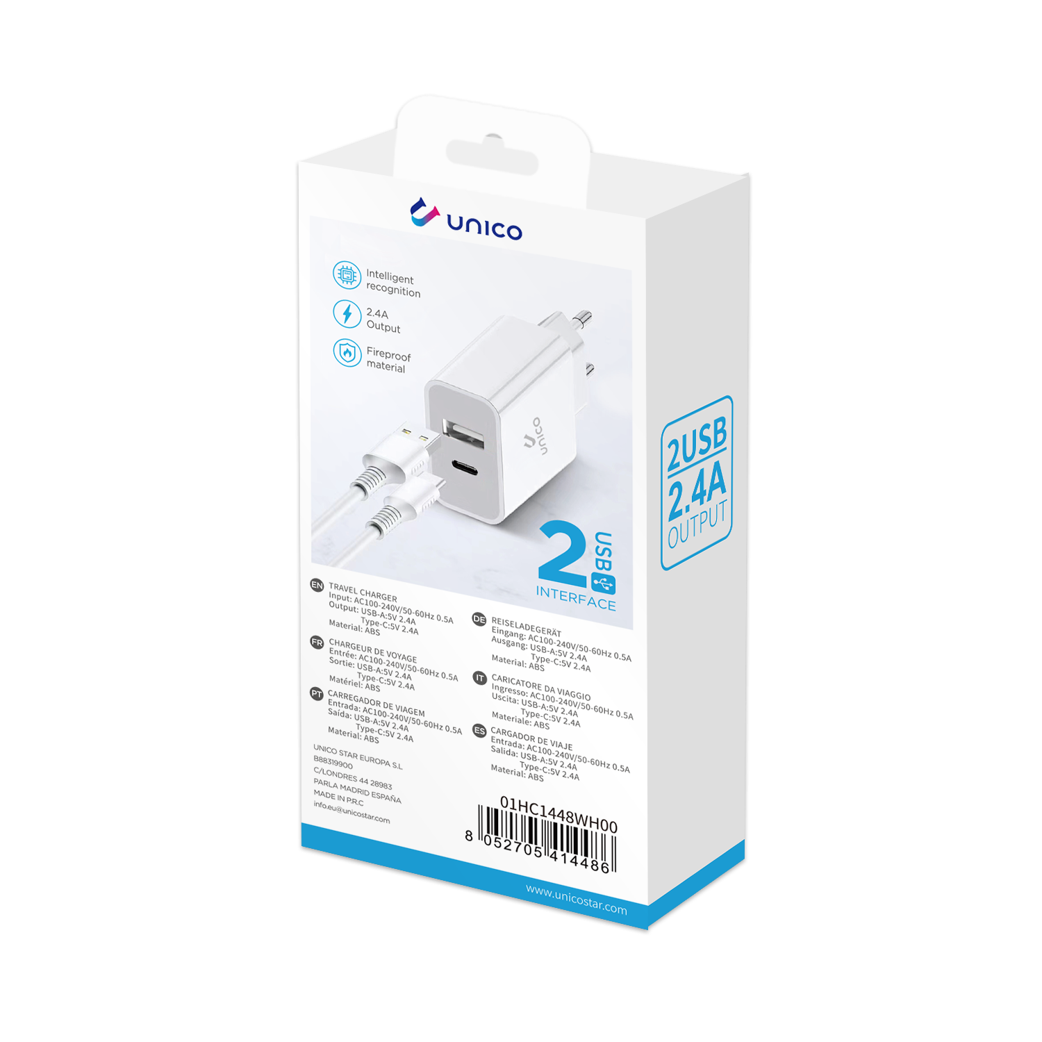 HC1448 Cargador doméstico imitación Apple puerto A+C 2.4A